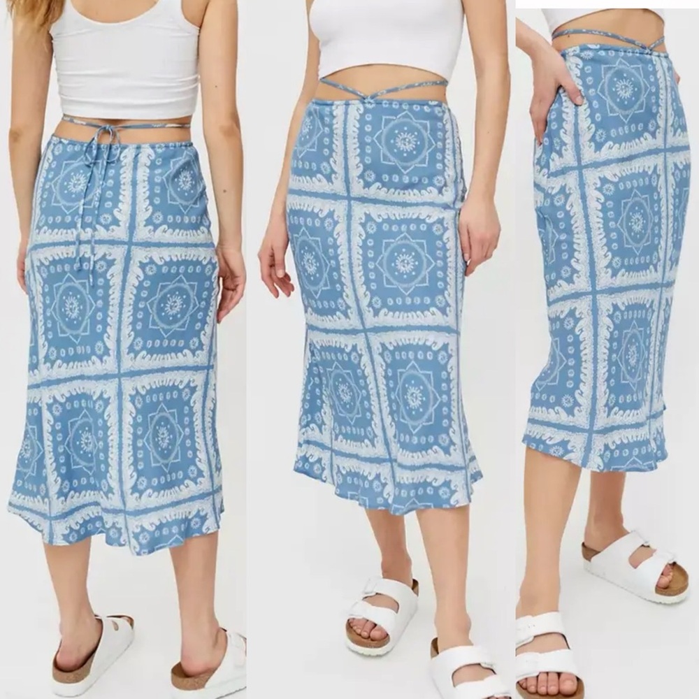 Urban Outfitters UO Cassie Strappy Paisley Midi Skirt